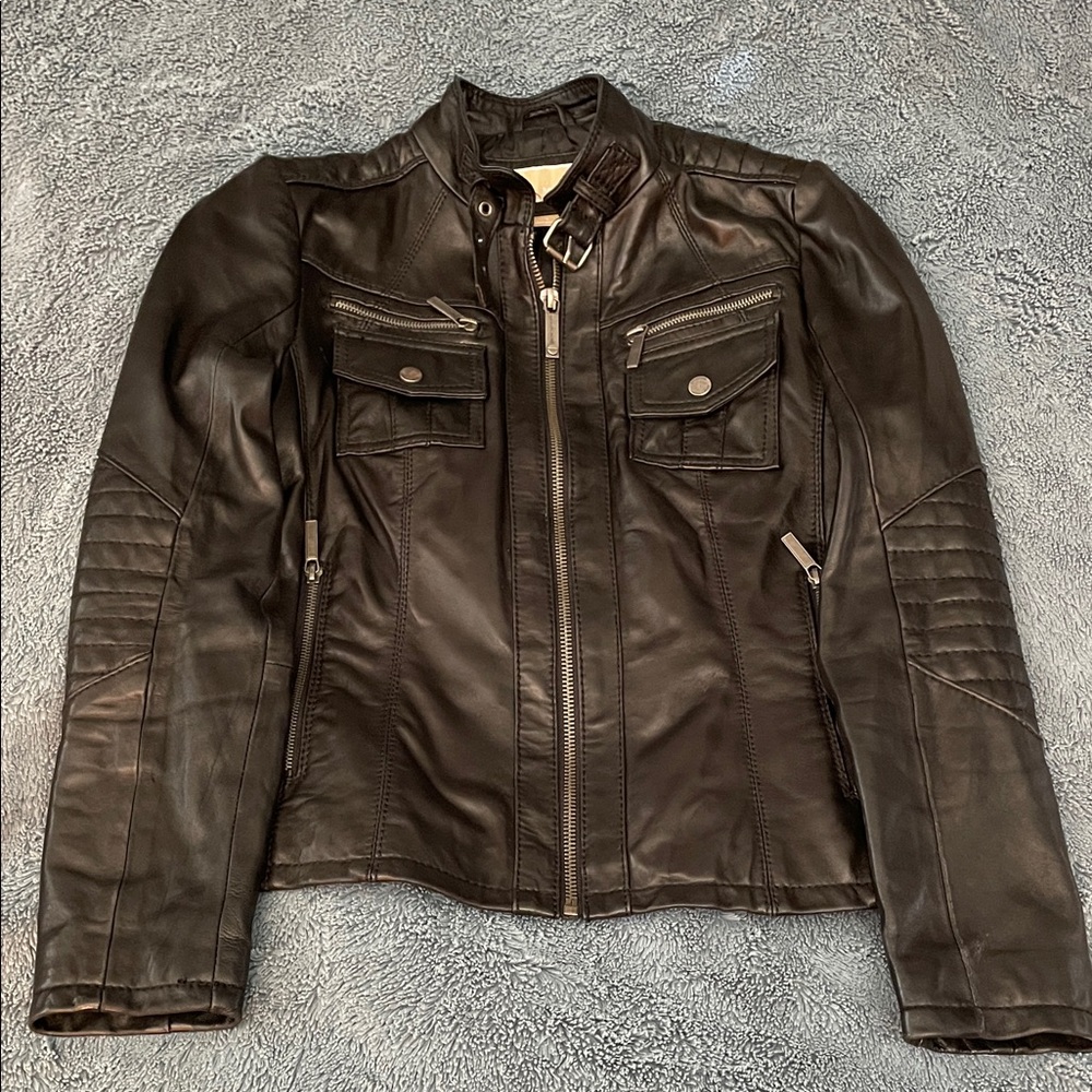 Michael Kors Black Leather Moto Jacket